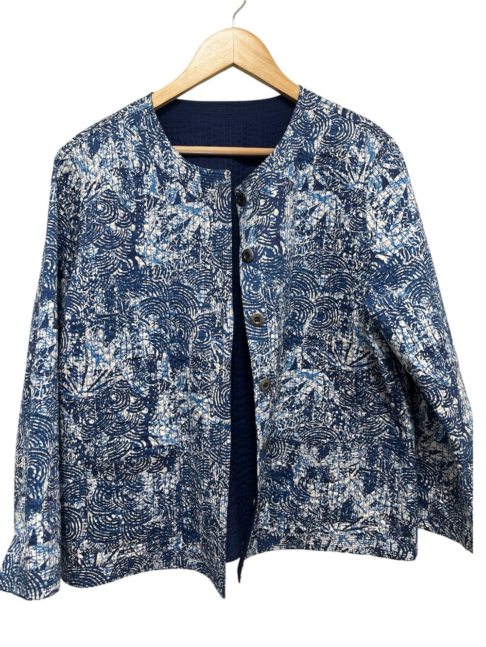 Chicos Quilted Cotton Reversible Lightweight Jacket Size US Large
